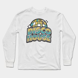 DISCO  HOUSE  - Y2K Disco Ball (gold/grey/blue) Long Sleeve T-Shirt